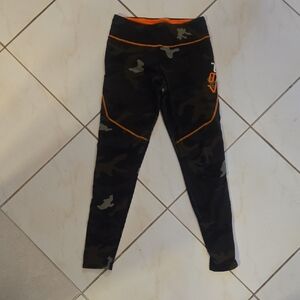 Women's Camouflage Leggings with Orange Accents